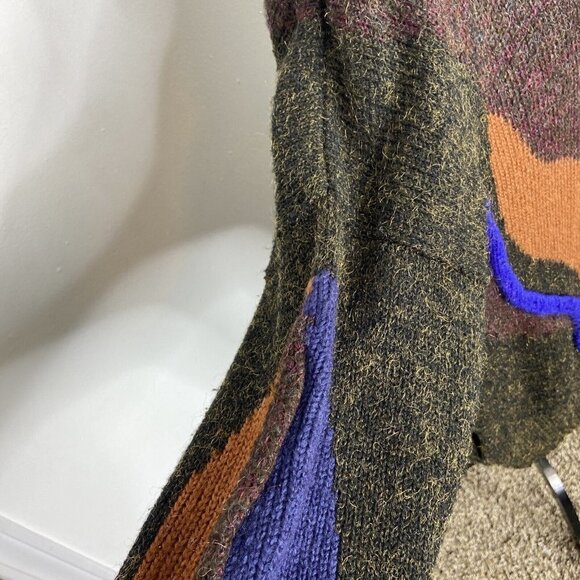 Vintage Hudson Bay 80s Wool Knit Long Textured Cardigan 3D Textured Mod Loud L - Picture 7 of 10